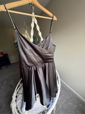 AKIRA Black Satin Fit-and-Flare Dress